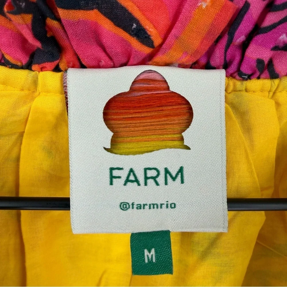 Farm Rio Dream Garden Ruffle Mini Dress Multicolor Size M Tropical Beach Vacay - Picture 4 of 8